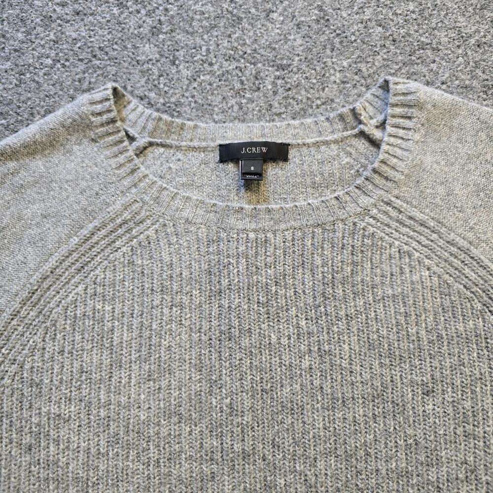 J Crew Sweater Womens Size Small Gray Wool Knit Crew Neck Elbow Patches Capsule - Picture 2 of 9